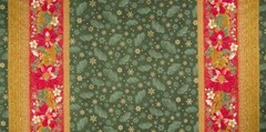Christmas Holiday Flourish Poinsettia Green Cotton Fabric Kaufman 58″W By Yard