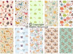 10 PCS Wild Animal 100% Cotton Quilting Fabric Bundles 18×21″ Fat Quarters