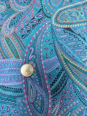 Samurai Textiles Satin Teal Purple Paisley Boho Fabric Remnant #49348 45″ X 3yd