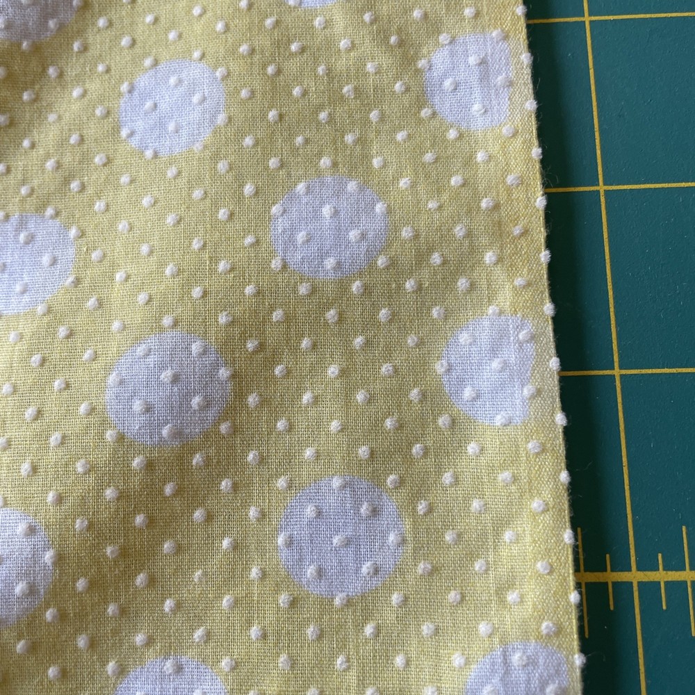 2 Y Vintage Flocked cotton poly batiste fabric DOTTED SWISS White dots on yellow