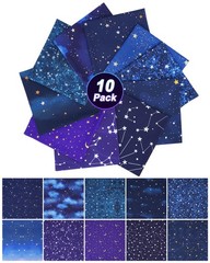 10 Pack 20×20 Inch Starry Sky 100% Cotton Fat Quarters Fabric Bundles DIY