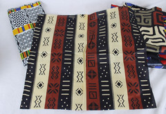 African Wax Print, Elephant, Map & Zebra Lot of 7 Remnants Mix Lot Cotton Fabric