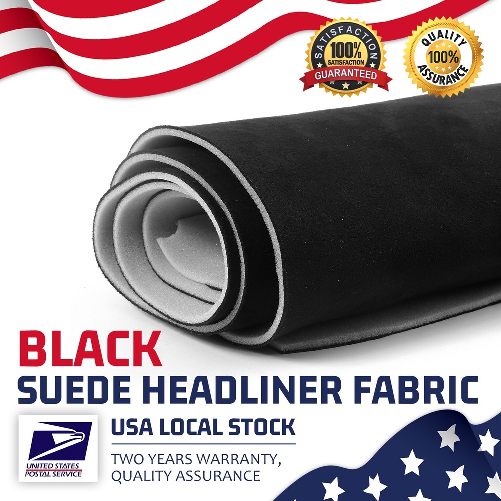 Black Suede Headliner Fabric Material 98″x60″ Car Interior Roof Liner Upholstery