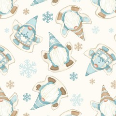 Gnomes FLANNEL Children’s Baby Nursery Turquoise Cream Cotton Fabric by the Yard