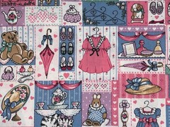 By 1/2 Yd VTG 1994 Fabric Traditions Doll Dresses Hats Shoes Cotton Fabric BTHY