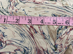 Vtg Cotton Fabric Marbled Red Green Blue Purple Beige 1 5/8 Yard x 44 inches