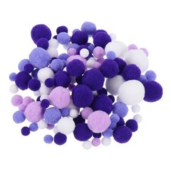 Pom Felt Balls Fabric 1-3cm 10-30mm Purple White for Craft Project DIY 130 Pcs