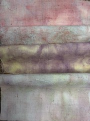 20 Plant Dyed Antique Homespun Fabric Squares 9*9 In Soft Pink Quilt Slow Stitch