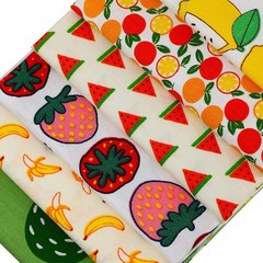 Vivid 12-Piece Cotton Fruit Pattern Fabric Set for Quilting & Sewing Projects