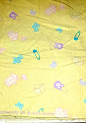 Fabric Flannel Yellow with Baby Theme Items in Pastel Colors – 40″ x 34″