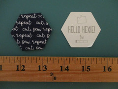 Quilt Block Fabric Basted 1″ Hexagons Lot of 211 All Print Words for EPP Crafts