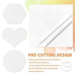 50 PCS 10 x 10 Inch White Fabric Squares Precut White Cotton Squares Solid Color