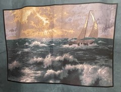 Thomas Kinkade Lighthouse Sailboat Quilt Fabric Panel – Moda BasicGrey Grunge
