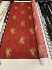 Red Cheetah Cat Print On Cotton Fabric By The Yard