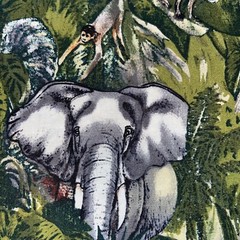 jungle safari animals themed Quality cotton Fabric 1/2 YdTiger Elephant Monkeys