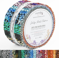 -20 Options-100% Cotton Jelly Roll Fabric Precut Strips for Quilting, Crafting,