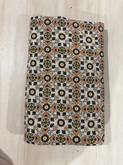 1970s print upholstery fabric cotton 1 3/4 yds 56” wide brown orange yellow