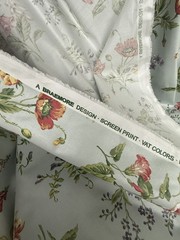 NOS Braemore 4 Yards x 56” lt blue with Multicolor Floral Drapery Fabric Vtg