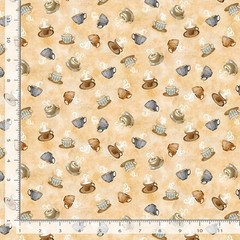 Food Fabric | Happiness in Cup Small Coffee Cup Toss | Timeless Treasures YARD