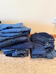 28 Pounds Fabric Denim Crafts Sewing Projects Lot