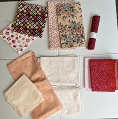 Quilt Fabric Lot of Pinks/Peach Tones 1 lb 4oz Different Size Pieces Cottons