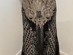 Black Gold Embroidery 4way stretch sequin Lace fabric 50” Width 1 Yard
