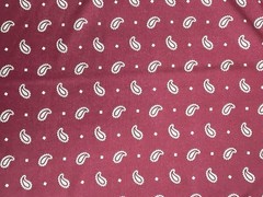Vtg Fabric Polyester or Nylon – 66″ x 148″ – Burgandy Red Paisley 1970s