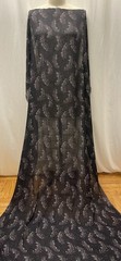 100% Silk Georgette Black Soft Purple Speckle Fabric 2.75 Yds Long 46″ Wide