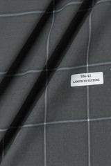 Gray Windowpane Checked Suiting Fabric Cashmere Wool