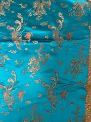 TURQUOISE Chinese Dragon Brocade Jacquard Fabric