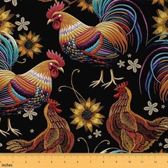 Chicken Print Fabric By The Yard,Farm Animals Upholstery Fabric for Chairs So…