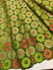 Green Gold Multicolor Swiss Voile Lace- Gold Floral Lace- Sold by 5 Yards..