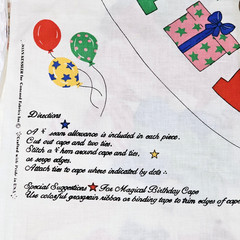Vintage Magical Birthday Party Cape Cotton Kids Balloons Concord Fabric READ
