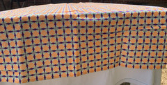 Veloutine Geometric Fabric Orange Purple Green Retro Mid Century 76″ x 32″ mcm