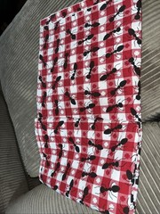 Large Ants RED GINGHAM Picnic Plaid Checks Cotton Vintage Fabric 3.1 yards x44”