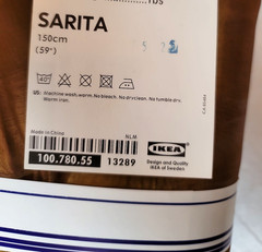 Ikea Sarita Brown Gold Sheer Polyester Voile Fabric Sold By 2 Yards Machine Wash