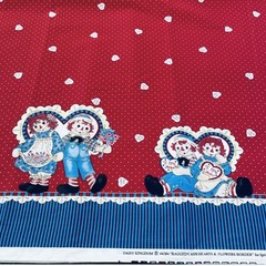 VTG Daisy Kingdom Raggedy Ann & Andy Hearts & Flowers Panel & Skirt SZ 4 Jumper