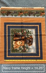 2 Different Pillow Panels (2 Cats & Dogs) Cranston Cotton Vintage Blue/Brown