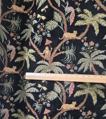 Vintage Jungle Print Velvet Tapestry Fabric Monkeys Leopard Remnants