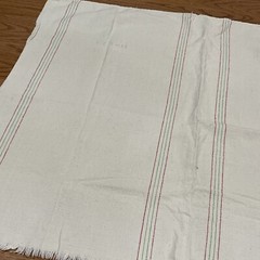 Vintage Linen Grain/Feed Sack Fabric Green Red Stripe 31×36