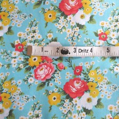 By The Yard ~ Flowers Posies On Blue Cotton $3.99 Ships ANY Amount Of Fabric