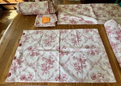2002 Jane Churchill Colfax Rose Toile Custom Queen Duvet 2 Cases 1 Neck Roll +