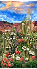 24″ X 44″ Panel West Scenic Panel Southwest Cactus Cotton Fabric Panel D468.63