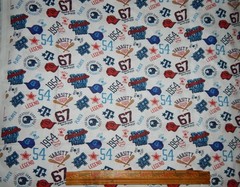 baseball cotton fabric sports ball hat bats BTY MVP white blue red star varsity