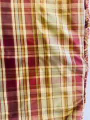 Lee Jofa Burgundy Dupioni Silk Fabric – Small Checked Pattern – Designer Textil