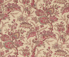 GP & J BAKER CURTAIN FABRIC DESIGN Jewel Indienne 4.5 METRE RED/BLUE LINEN BLEND