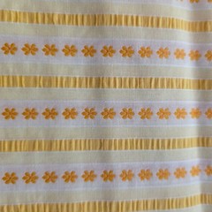 Woven Fabric Yellow Orange Floral Seersucker Stripe 44in x 0.75yd