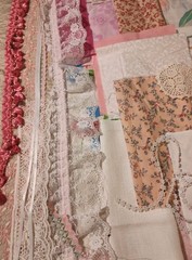85+ Linens&Fabric Pieces Ribbon Trim Lace ForCrafts Slow Stitching Junk Journals