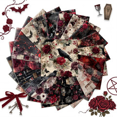 20 Pcs 10”X10” Gothic Halloween Quilting Fabric Square Vintage