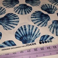 Joann Outdoor Fabric Blue Scallop Shells Coastal Nautical 54” x 1.5 Yds